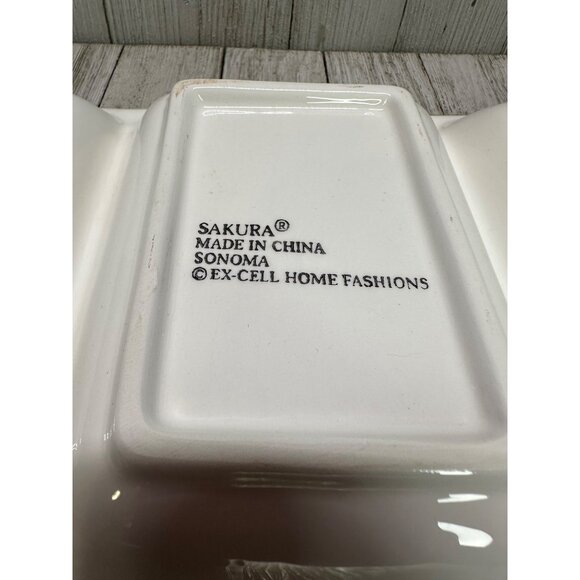 Vtg Sakura Oneida Sonoma Divided Serving Tray Fruit Earthenware Design 17.5" L - Picture 2 of 6